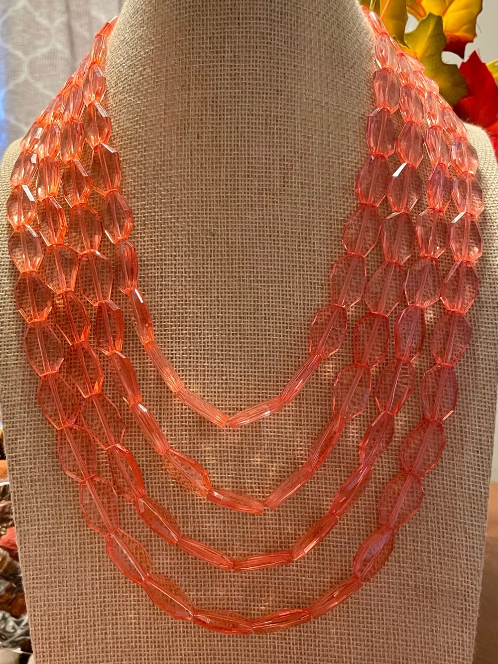 Sugarfix by BaubleBar Salmon Pink Faceted Lucite Bead Layered Necklace